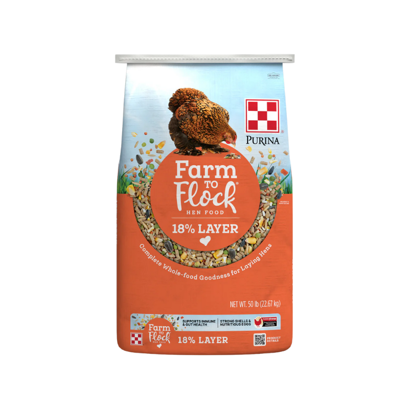 bag of Purina Farm to Flock 18% Layer Food