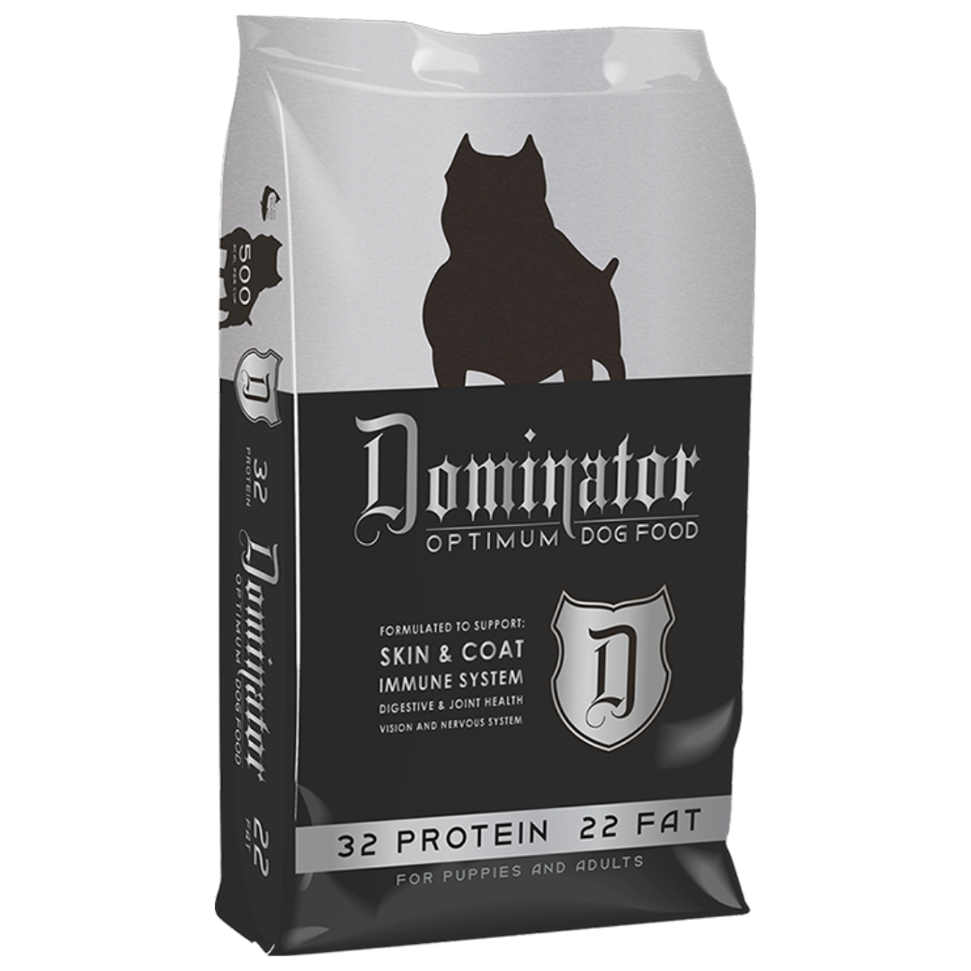 bag of Dominator Optimum Dog Food